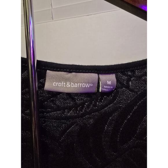 Croft & Barrow Women's Black Textured Floral Tie Front Cardigan Top Size M Long - Picture 3 of 3